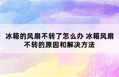 冰箱的风扇不转了怎么办 冰箱风扇不转的原因和解决方法